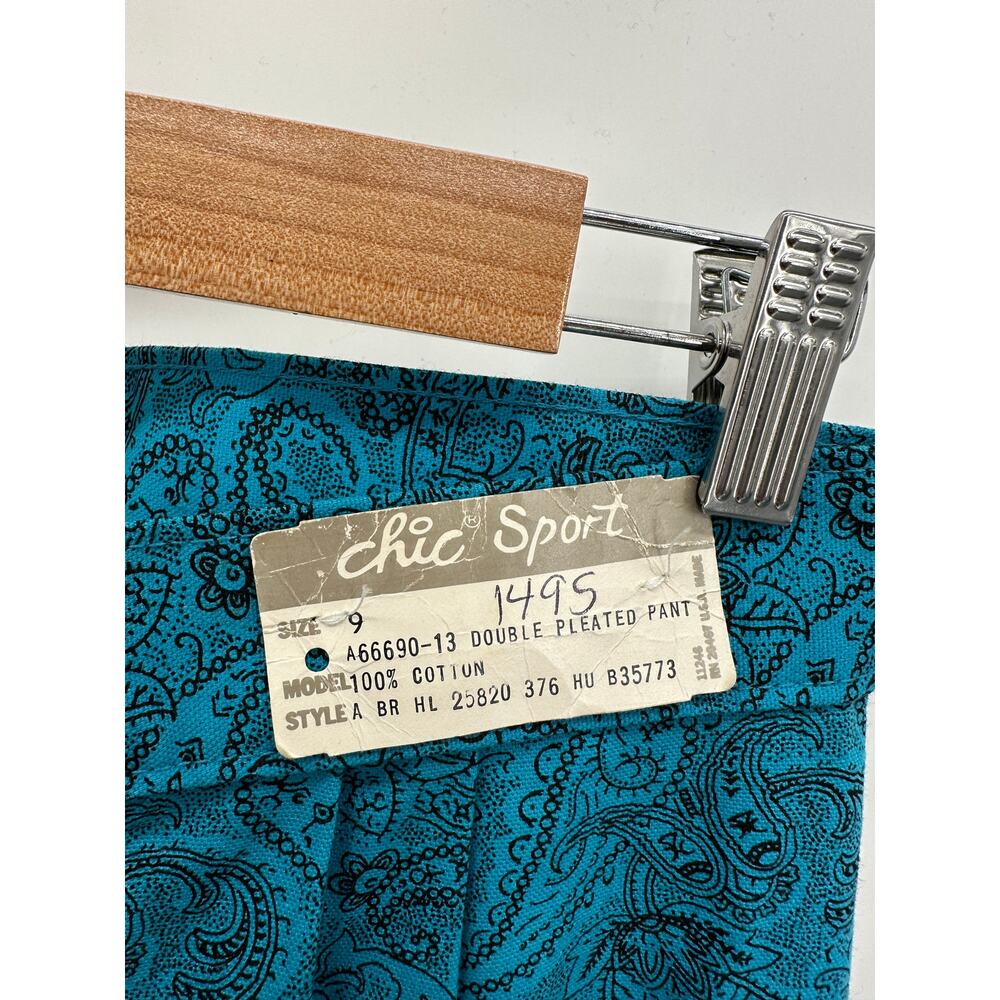 Chic Sport Pants Women 9 Vintage Deadstock High Waist Tapered Paisley Teal NWT - Picture 5 of 10